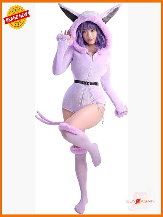 Other - Fluffy Anime Bodysuit Romper Onesie Jumpsuit with Tail Belt Socks